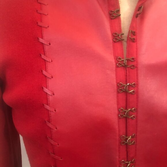 Womens Red Leather Jacket. Nygard Petites. Size M(10-12) . - Picture 3 of 9